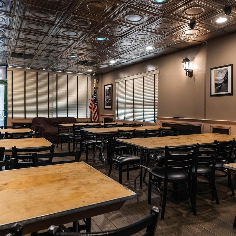 Dining room set for guests at Brooklyn's Finest Pizza